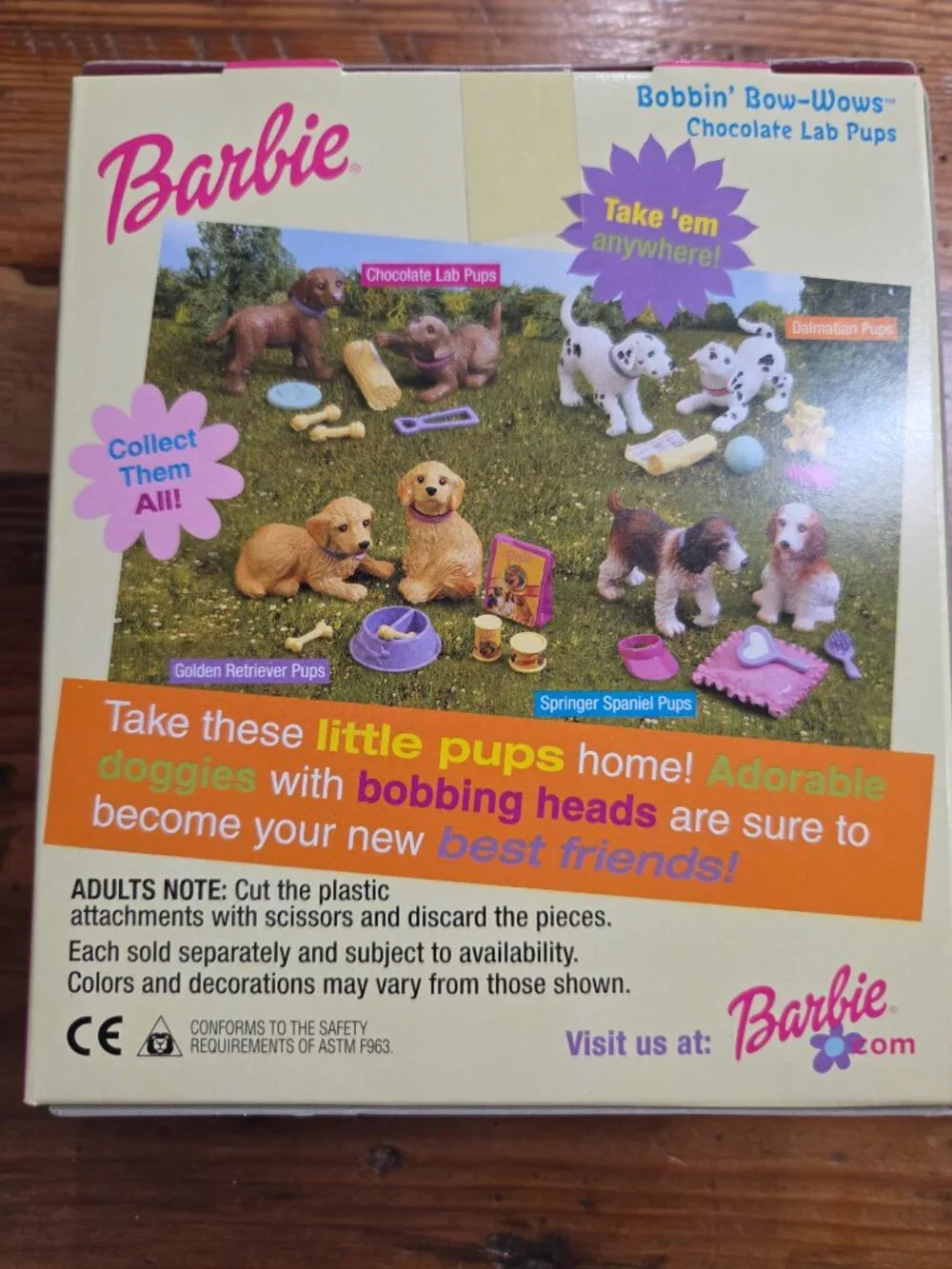 Mattel Barbie Bobbin' Bow-Wows Chocolate Lab Pups #67388 Bobble Heads New Sealed
